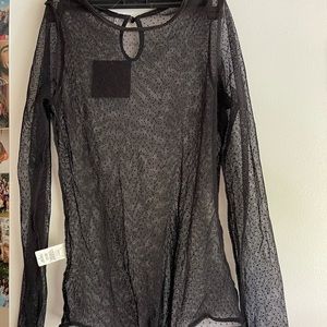 Long Sleeve Black Mesh Bodysuit